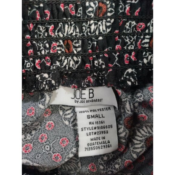 Joe B Black & Red Smocked Waist Wide Leg Floral Boho Pants Small Polyester. - Picture 3 of 7